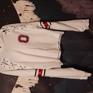 EUC victorias secret sweater crop top laced detail ohio state O hooded  small
